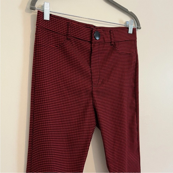 4/$25 Zara Women Red Skinny Pant Glen Plaid Check Large Stretch Casual Retro Y2K - Picture 14 of 15